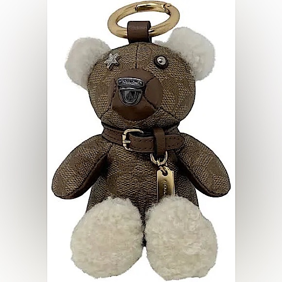 NEW COACH LIMITED EDITION SIGNATURE BROWN BEAR BAG CHARM KEY CHAIN - Picture 2 of 4
